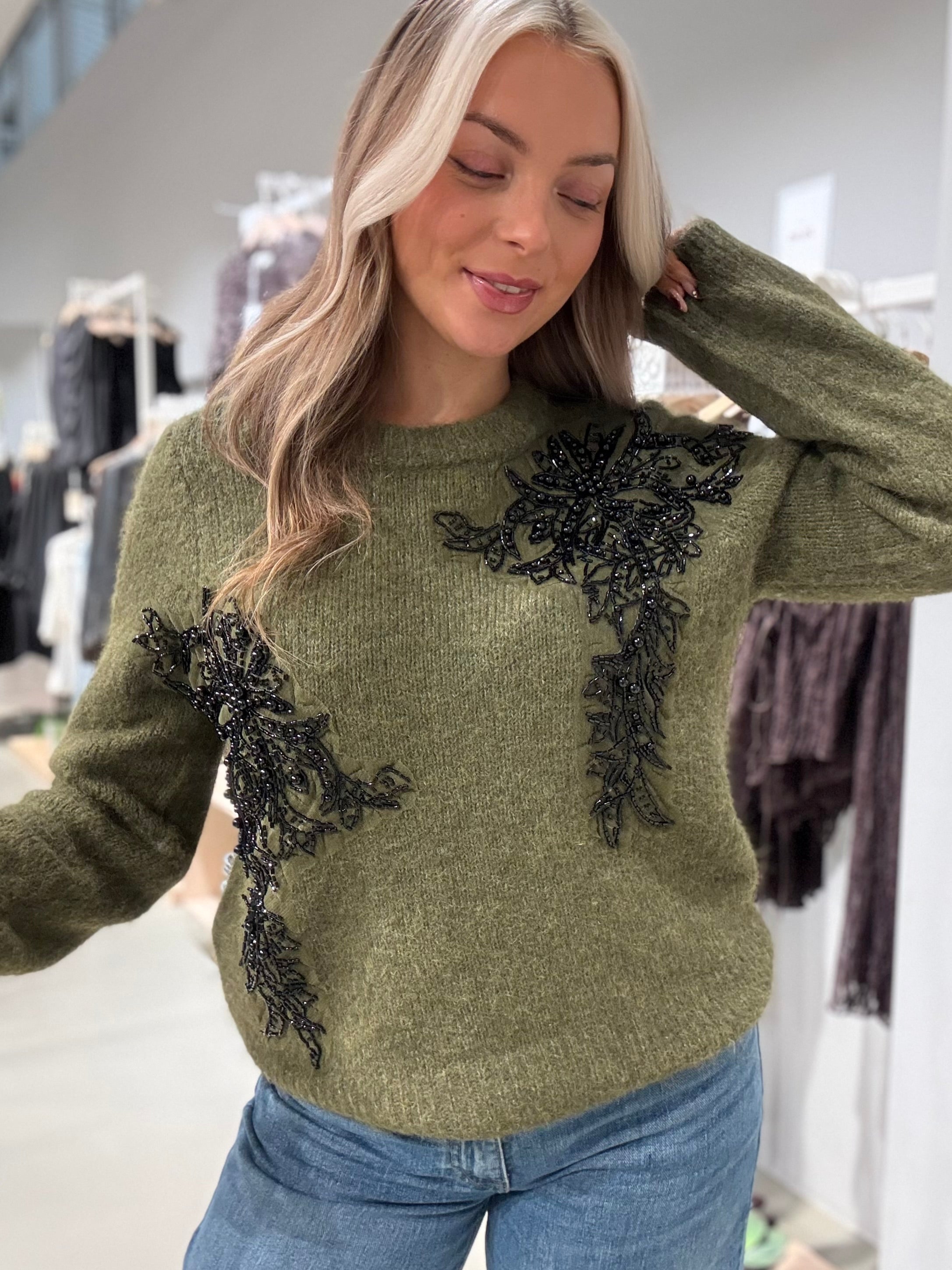 OBJMELEA Pullover - Martini Olive